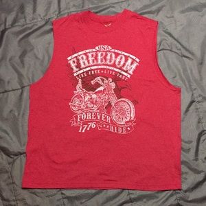 Red Freedom Motorcycle Muscle Tee